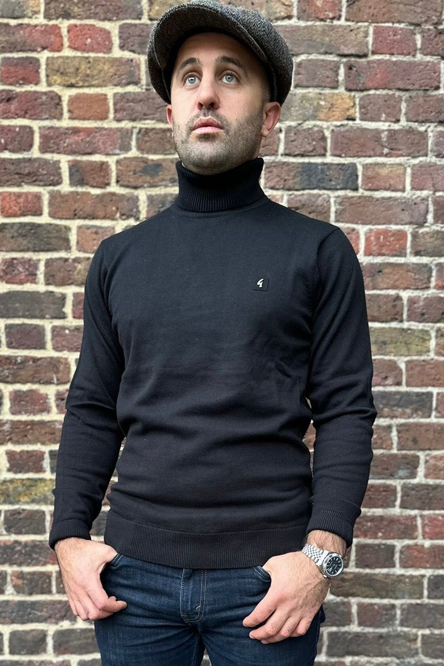 Ricardo Black Plain Roll Neck - Knitted Jumper