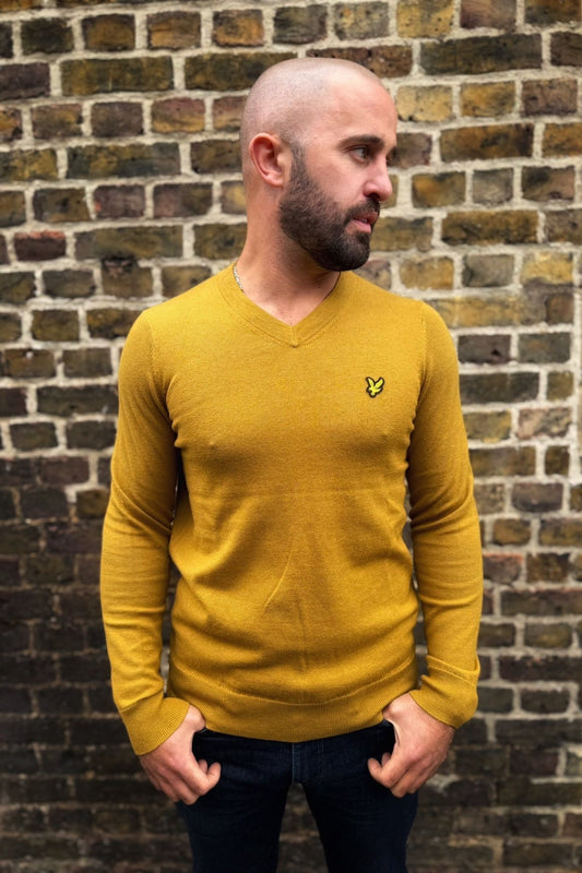 Merino V-Neck Jumper - Bronze