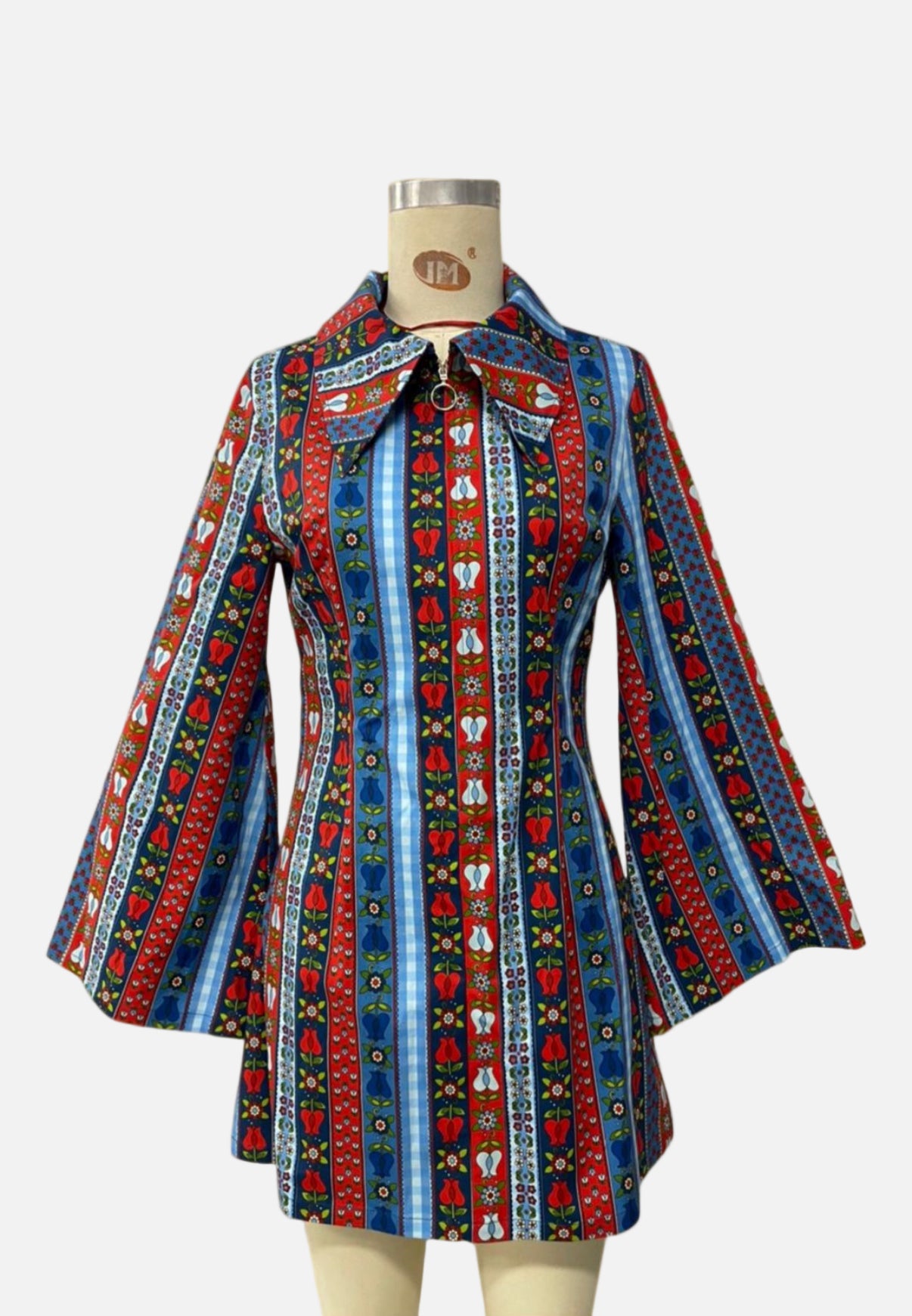 Edie Tulip Multi Stripe Flare Sleeve - Dress