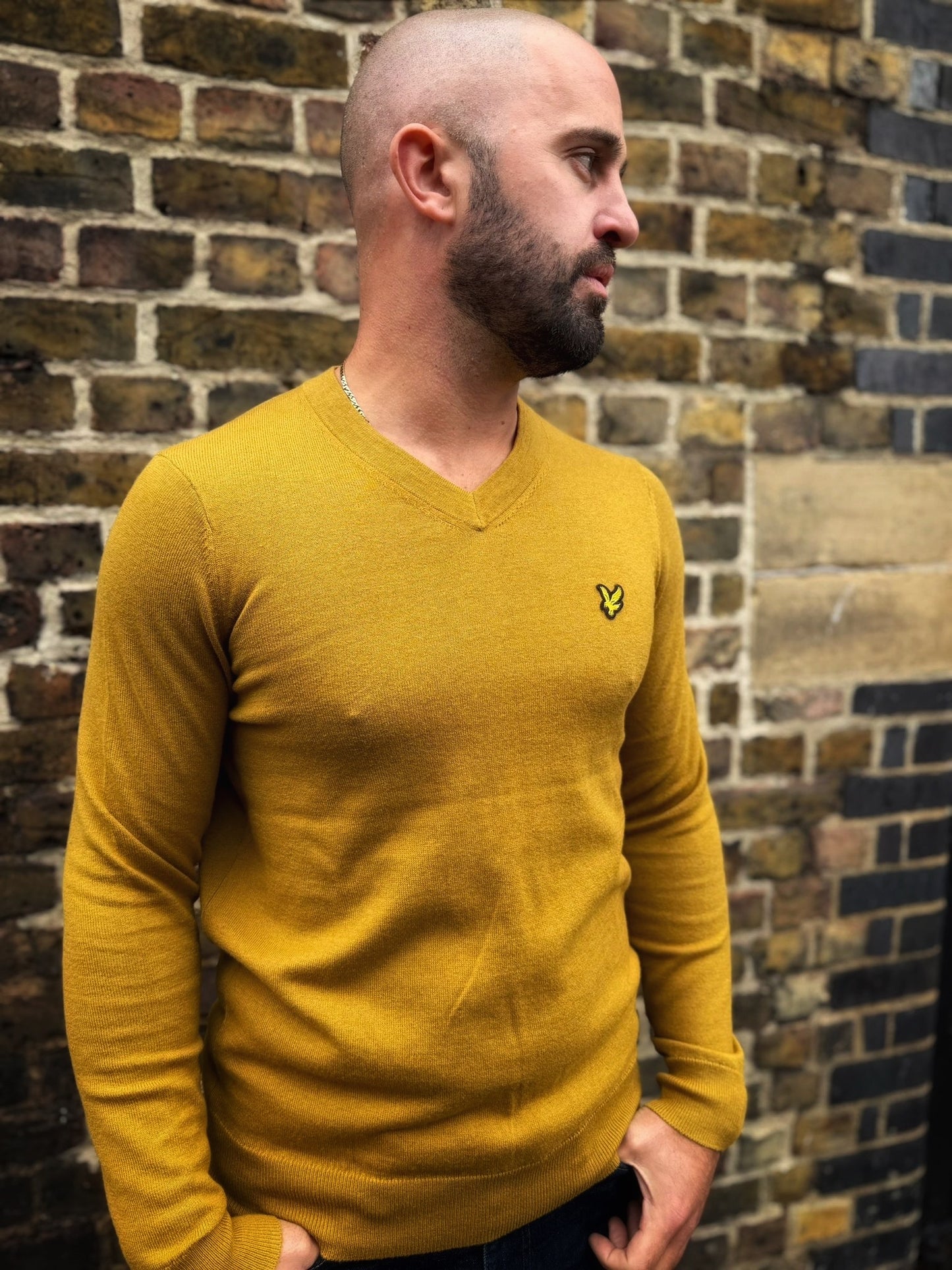 Merino V-Neck Jumper - Bronze