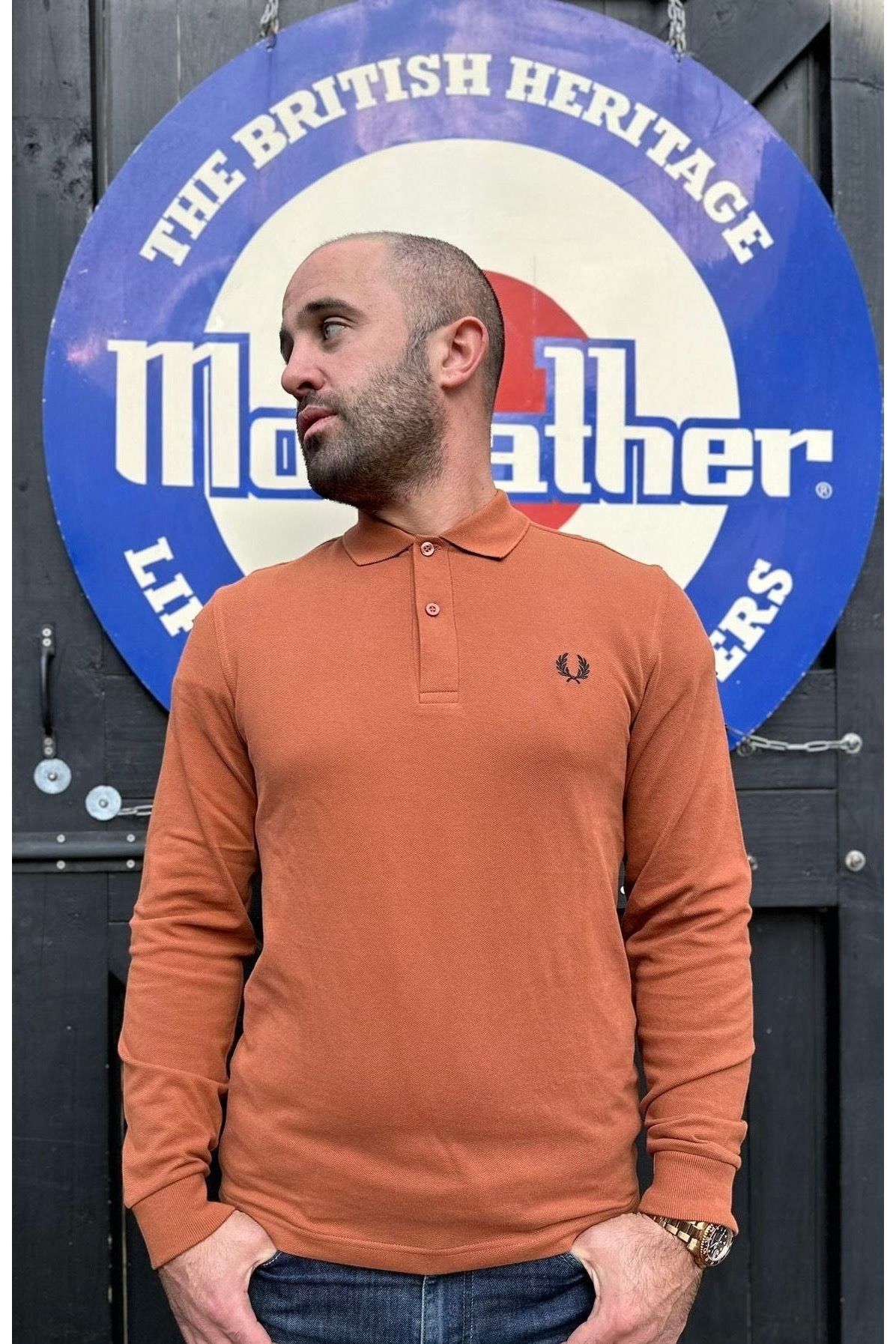 M6006 Marmalade / Black Plain - LS Shirt
