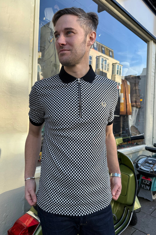 M2399 Chequerboard Zip Neck - Polo