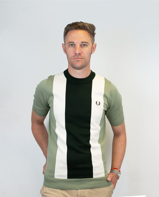 K9746 Olive Mint Vertical Stripe Knitted - T-Shirt