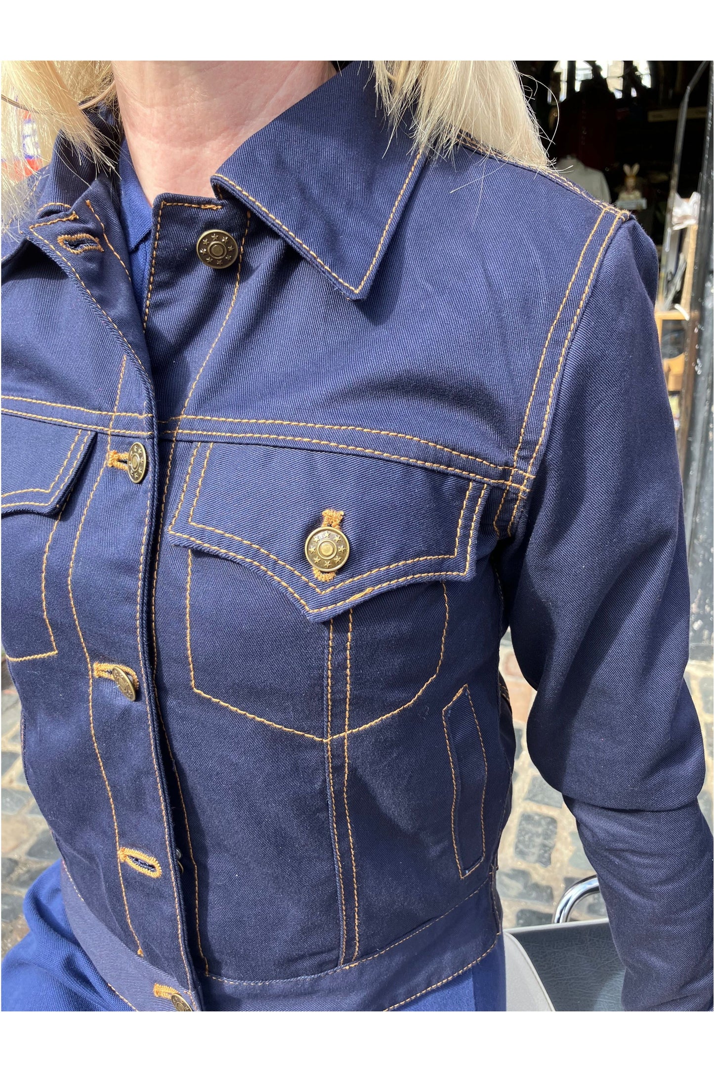 Women's Twill Navy - Trucker Jacket