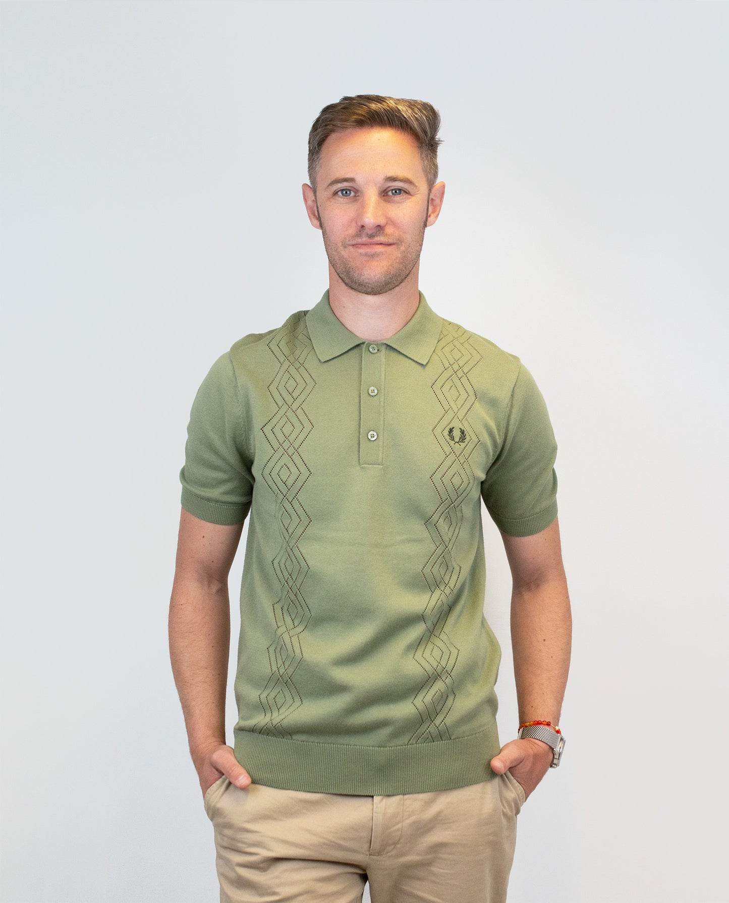 K9749 Olive Mint Green Knitted Cotton - Shirt