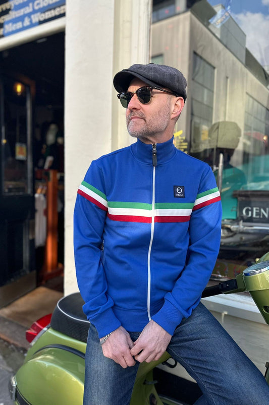 Retro Cobalt Blue Stripe - Track Top