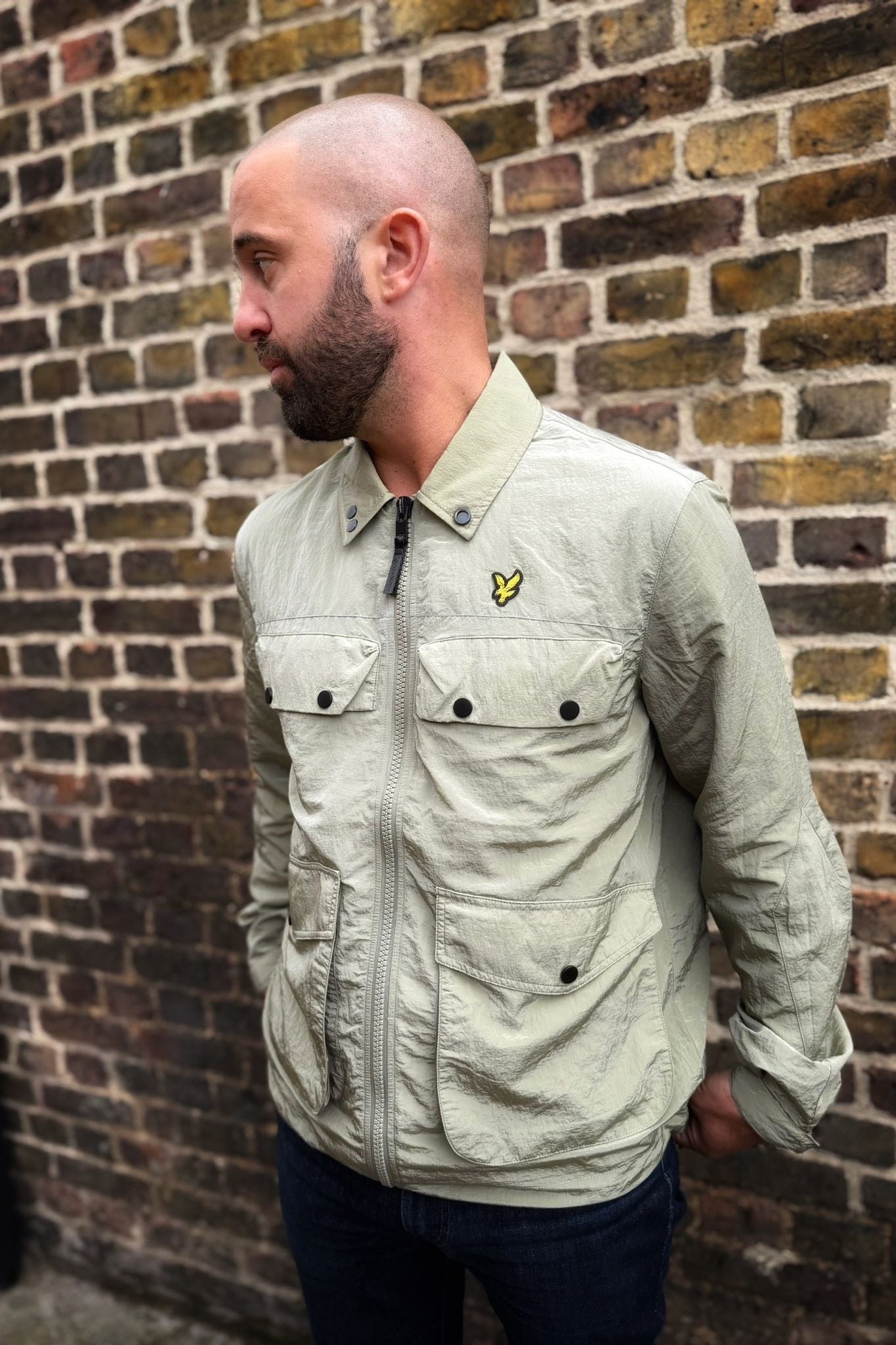 4 Pocket Zip Through Smoke Olive - Overshirt
