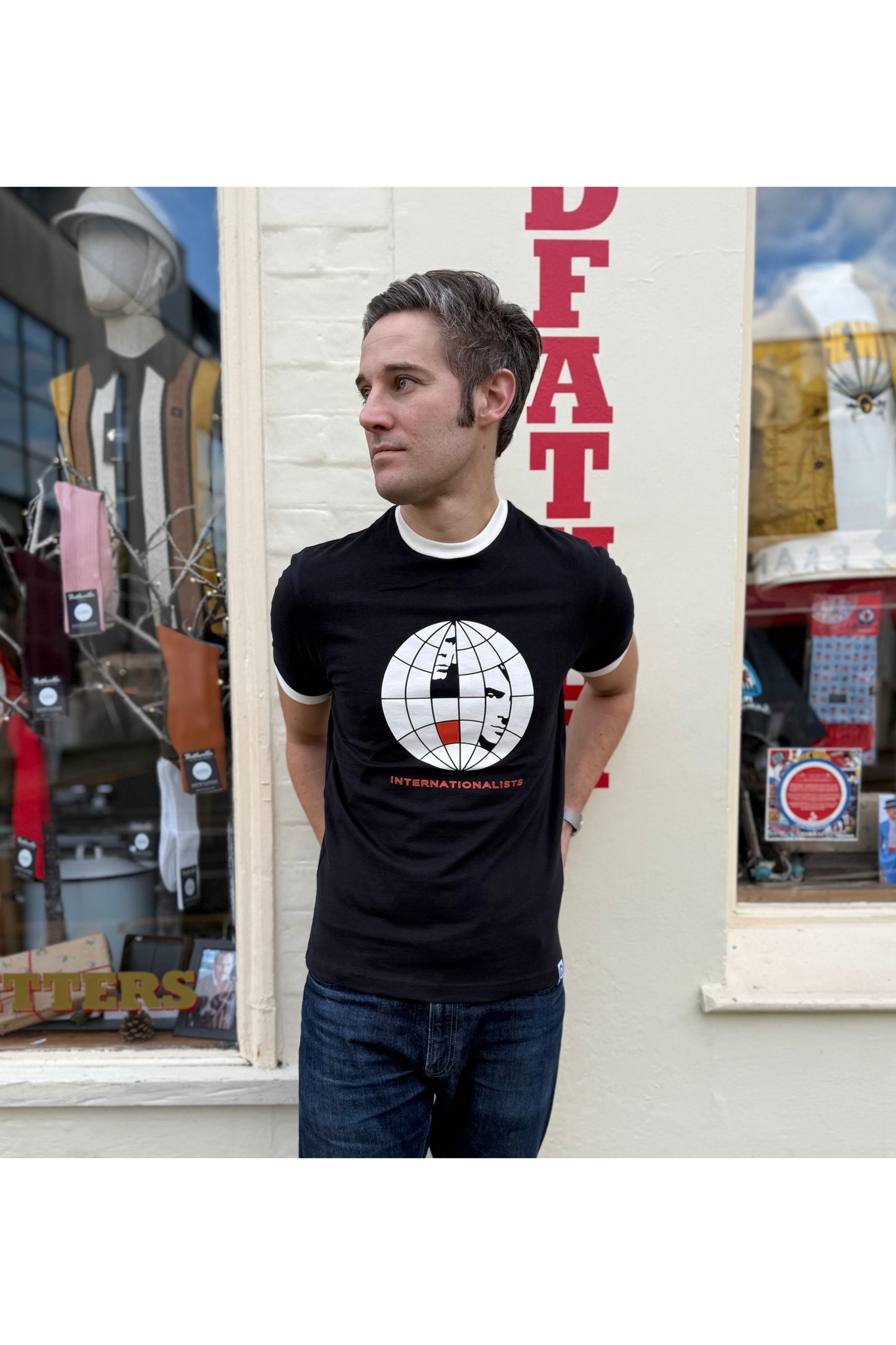 Internationalists Black & Orange Ringer - T-shirt