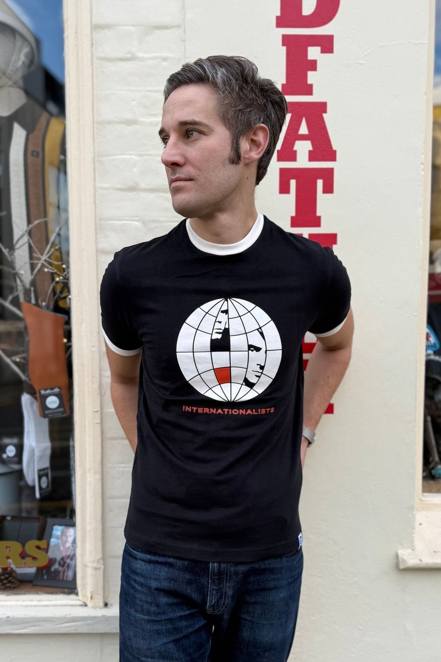 Internationalists Black & Orange Ringer - T-shirt