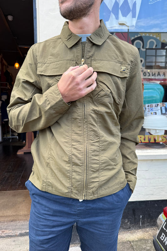 Kasa Zip Through Dark Olive - Overshirt