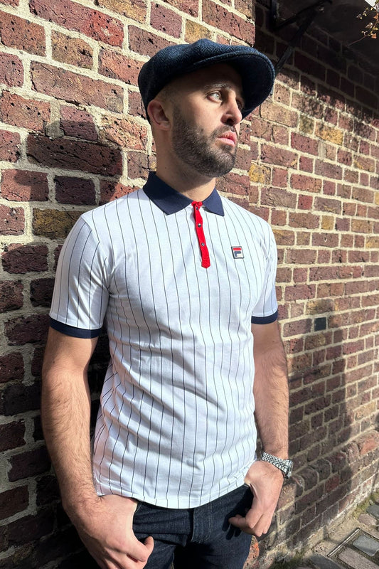 BB1 Classic Vintage Striped 100 White / Navy / Red - Polo