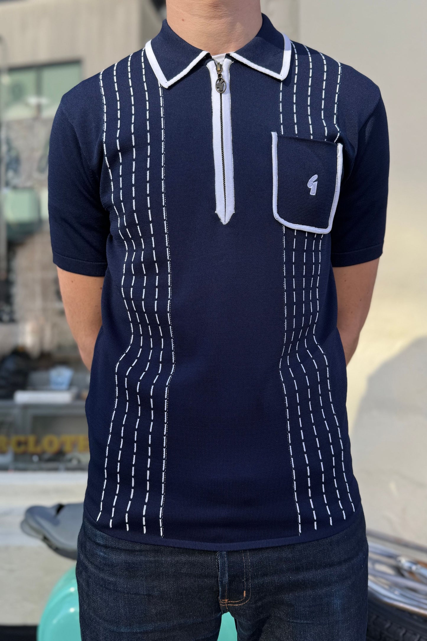 Archive Darron S/S Navy - Polo Knit