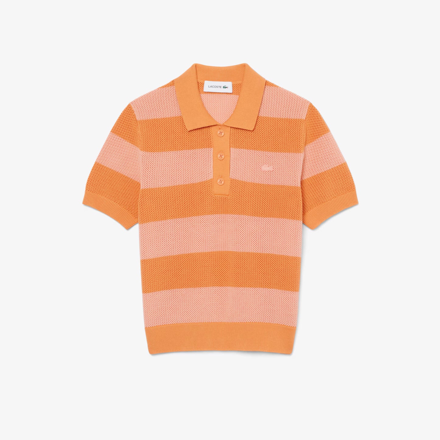 Weave Knit Cotton Orange / Rose Stripe - Polo