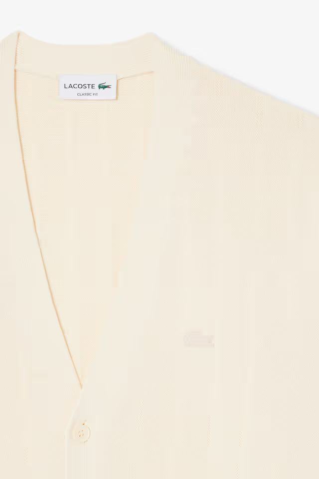 Rib Knit Cotton Blend Beige - Cardigan