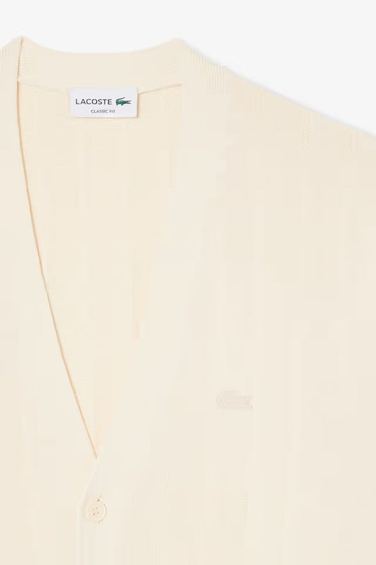 Rib Knit Cotton Blend Beige - Cardigan