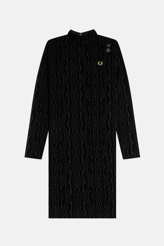 SG1112 Amy Winehouse Flock Print Mesh Black - Dress