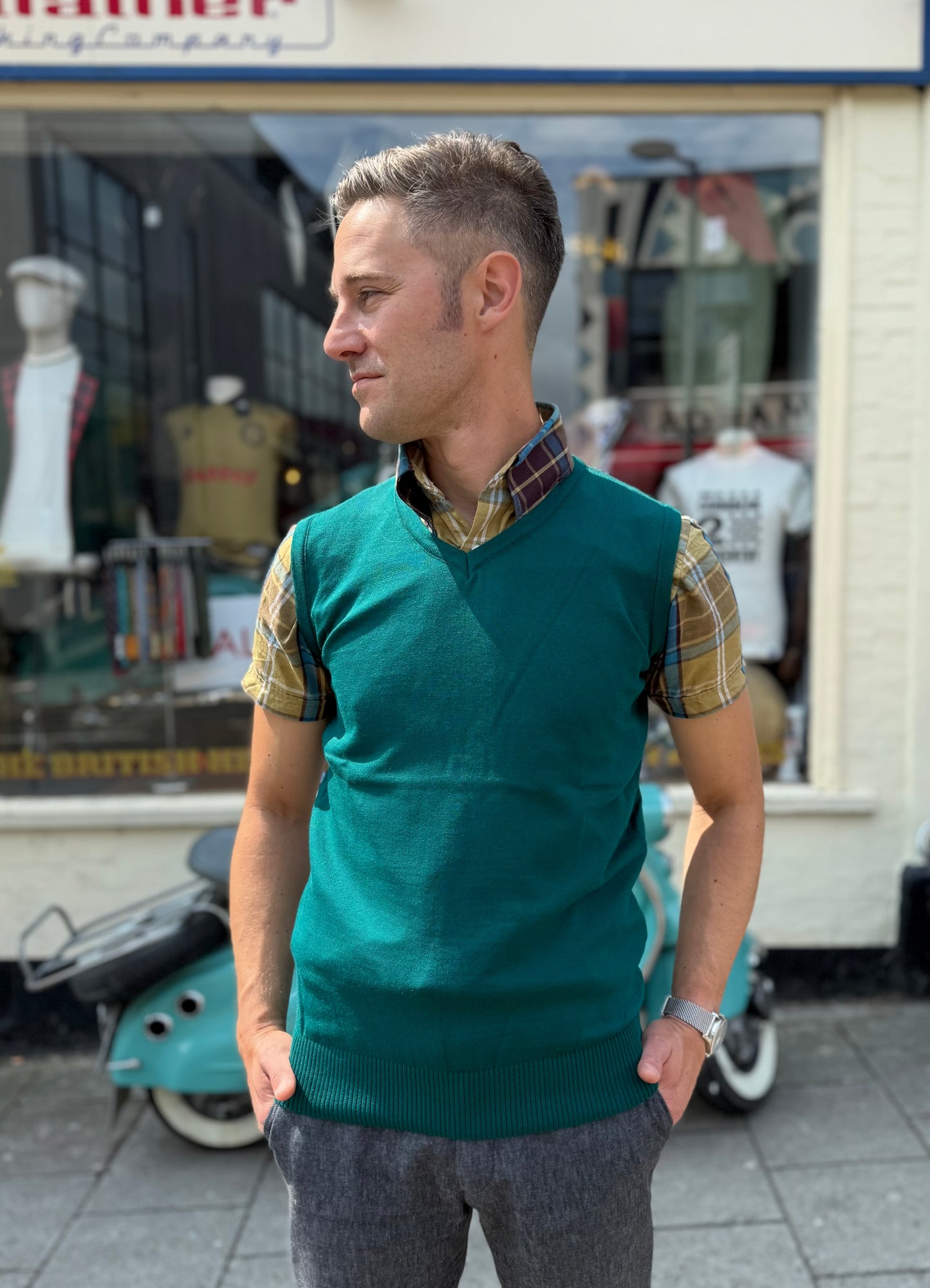 Knitted Bottle-Green - Tank Top