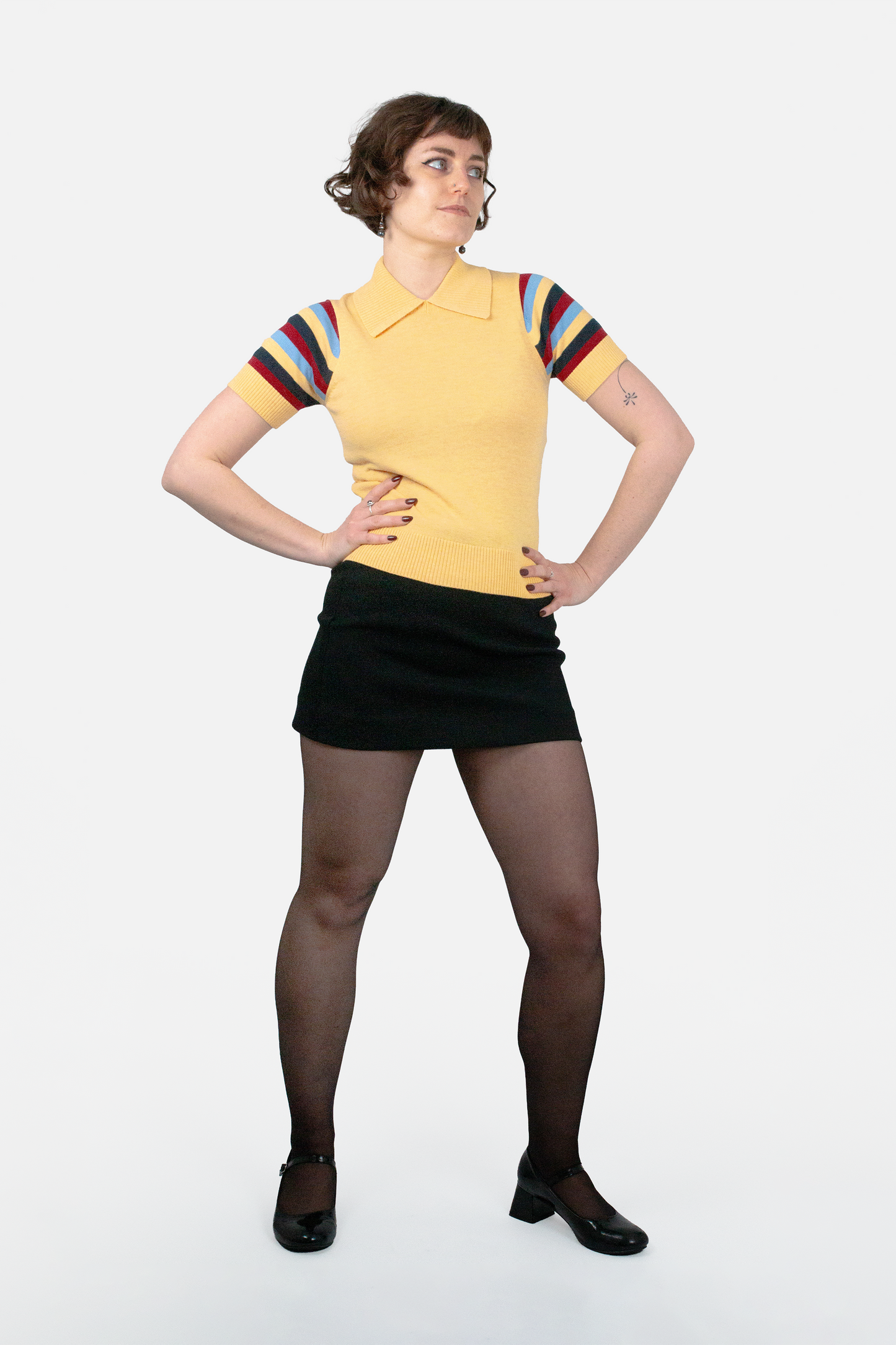 Babs Stripe Sleeve Pineapple - Polo Knit