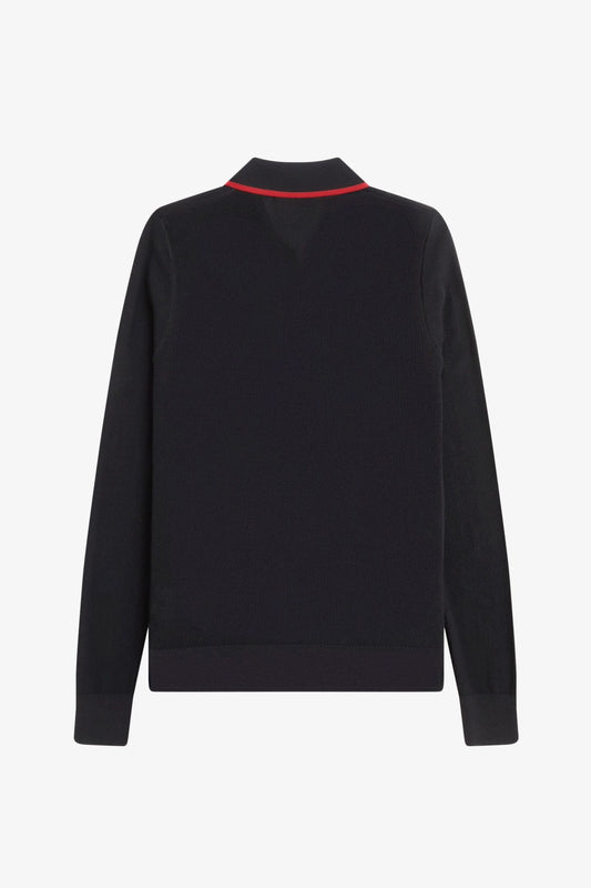 K1135 Black Ribbed Knitted LS - Polo