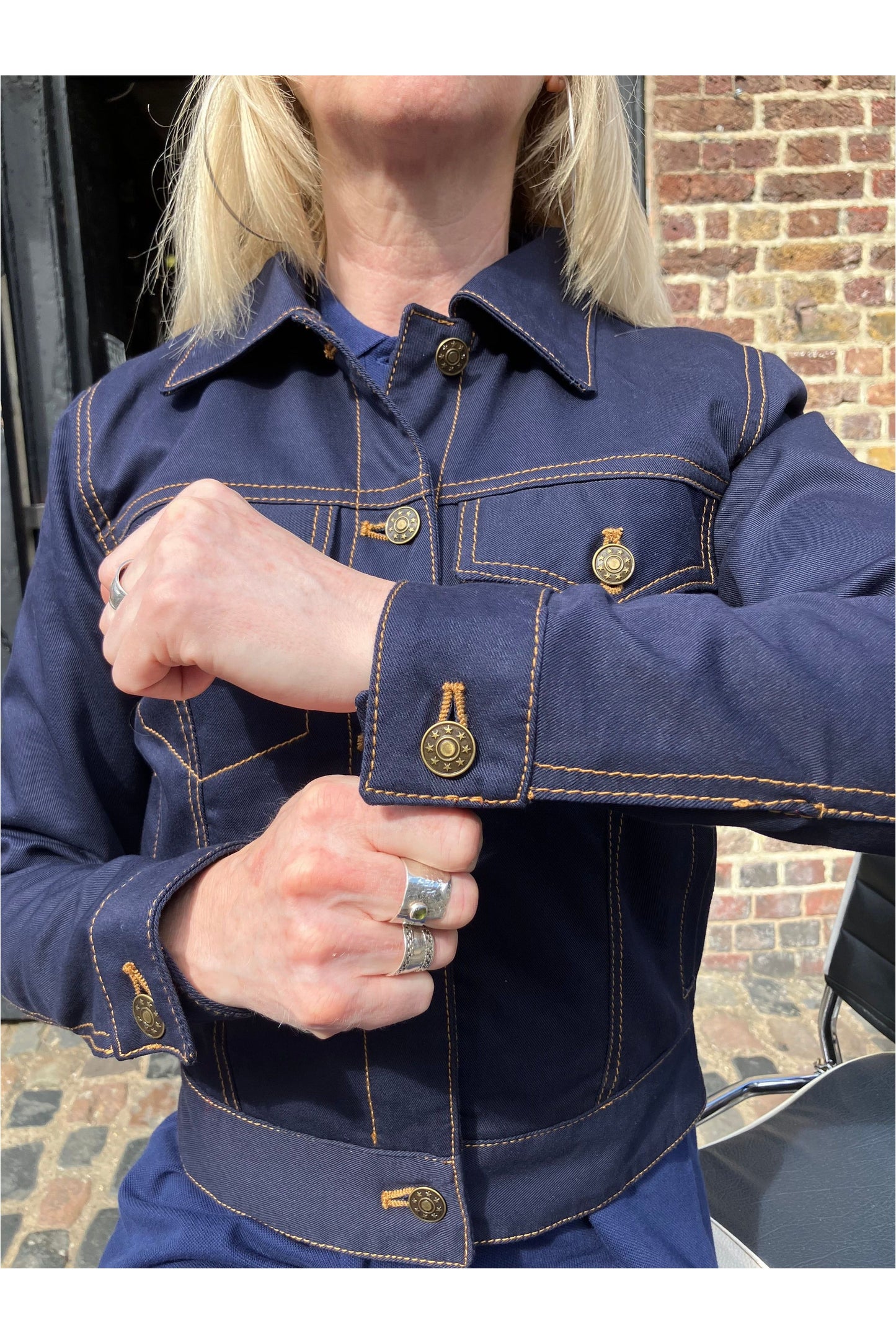 Women's Twill Navy - Trucker Jacket