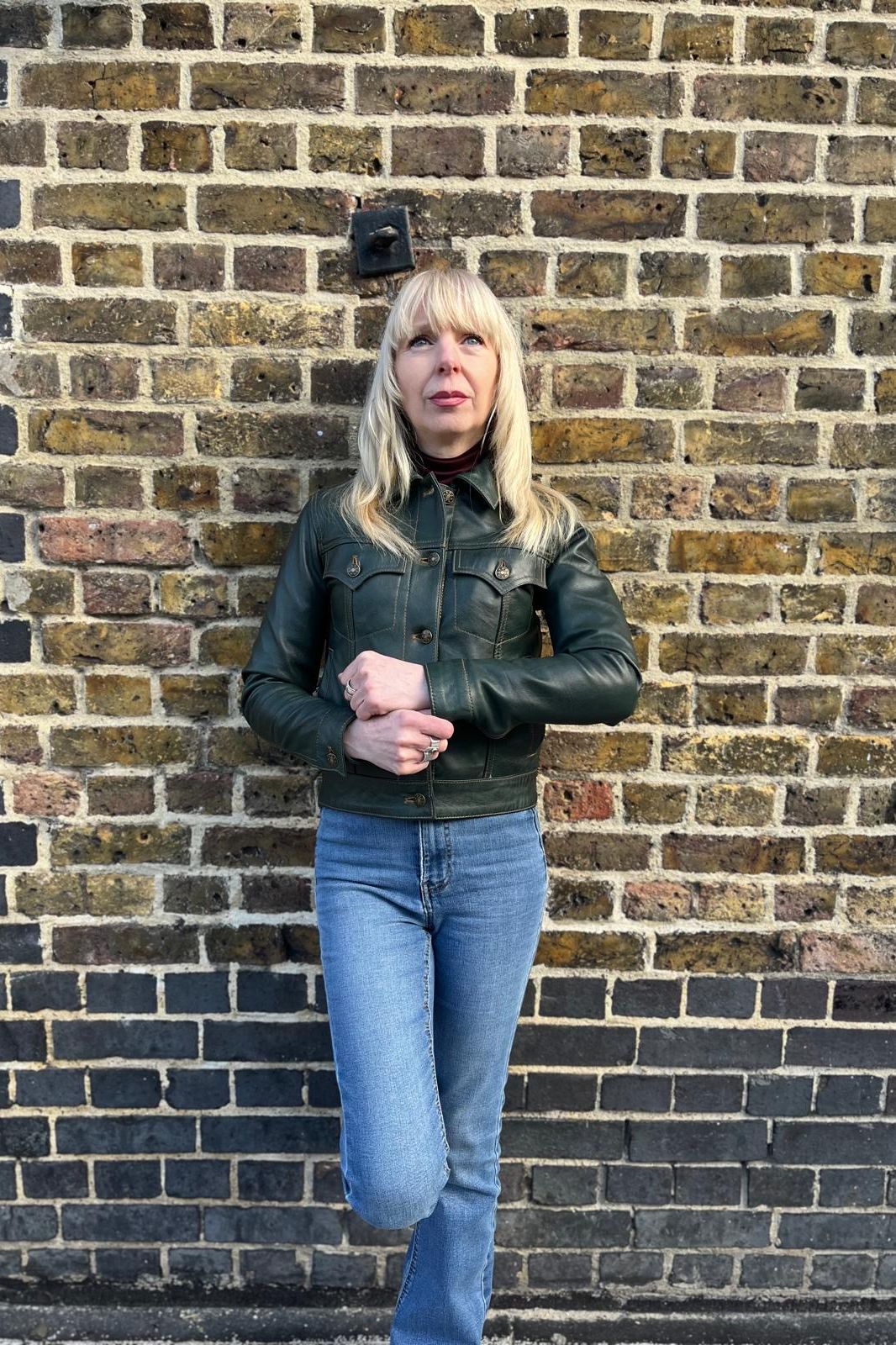 Women's Leather Ivy Green - Trucker Jacket