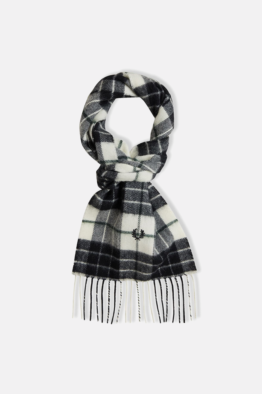 C8137 Lambswool Tartan Ecru - Scarf