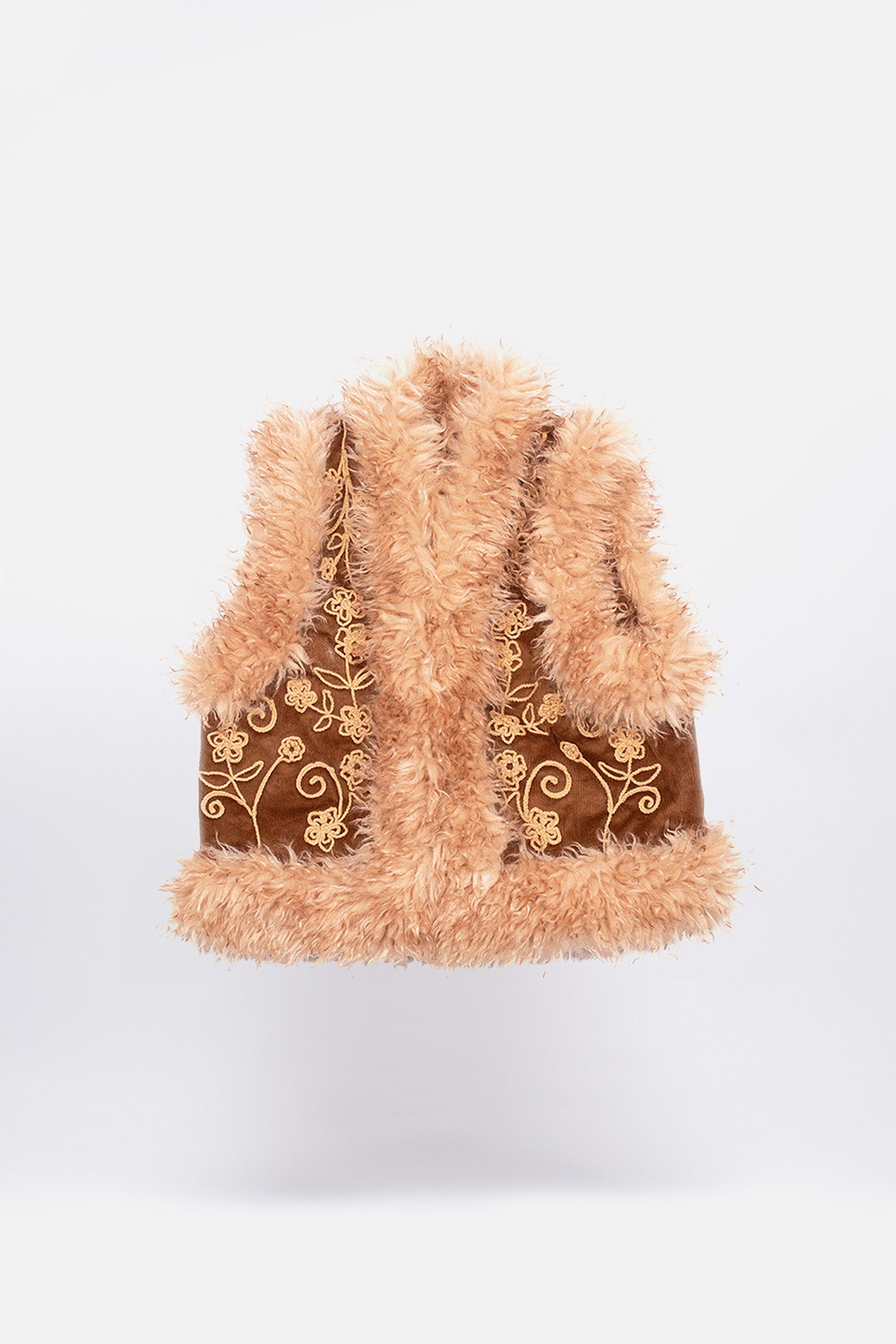 Whiskey Embroidered Fur Collar - Waistcoat