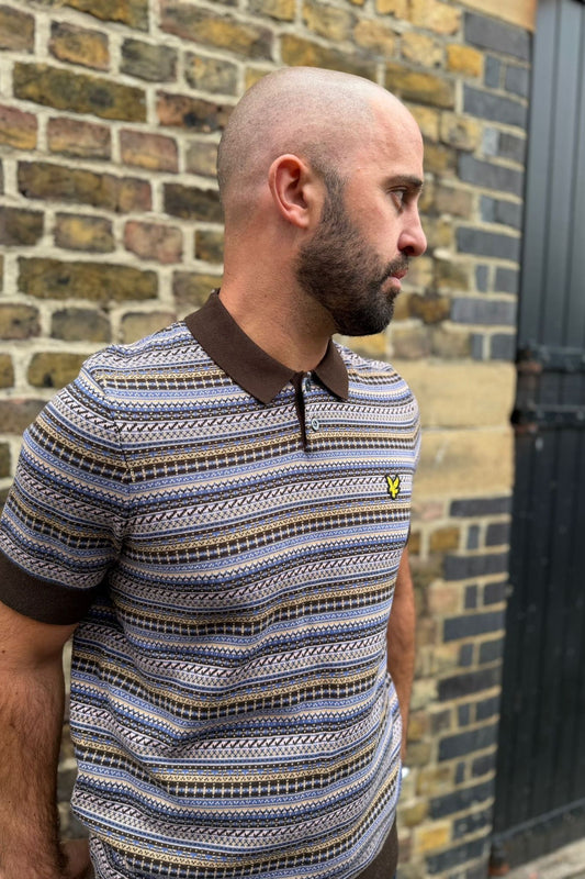 Fairisle Short Sleeve Polo - Ebony