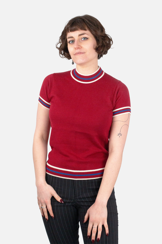 Dorval Cherry Knitted - Mock Turtle Neck