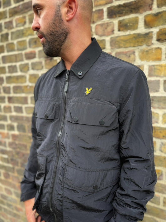 4 pockets zip through Overshirt - Black