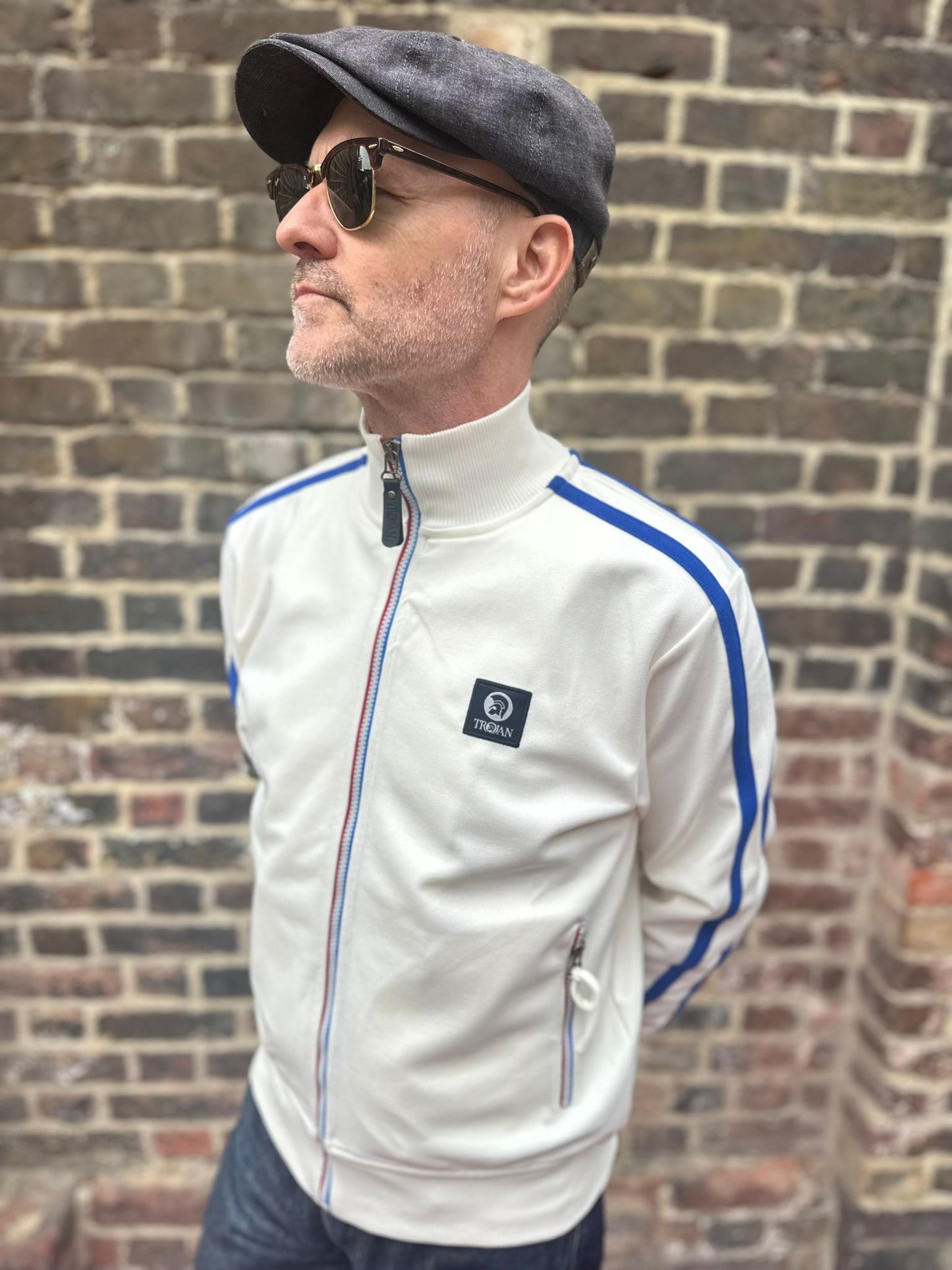 Trojan Ecru Contrast zip - Track Top