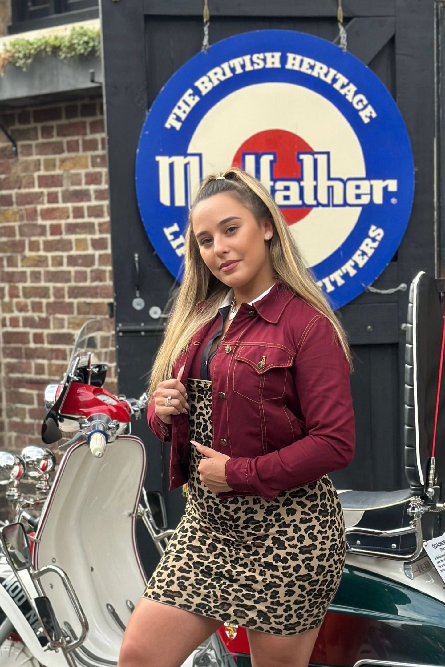 Women's Twill Maroon Peach Hart  - Trucker Jacket