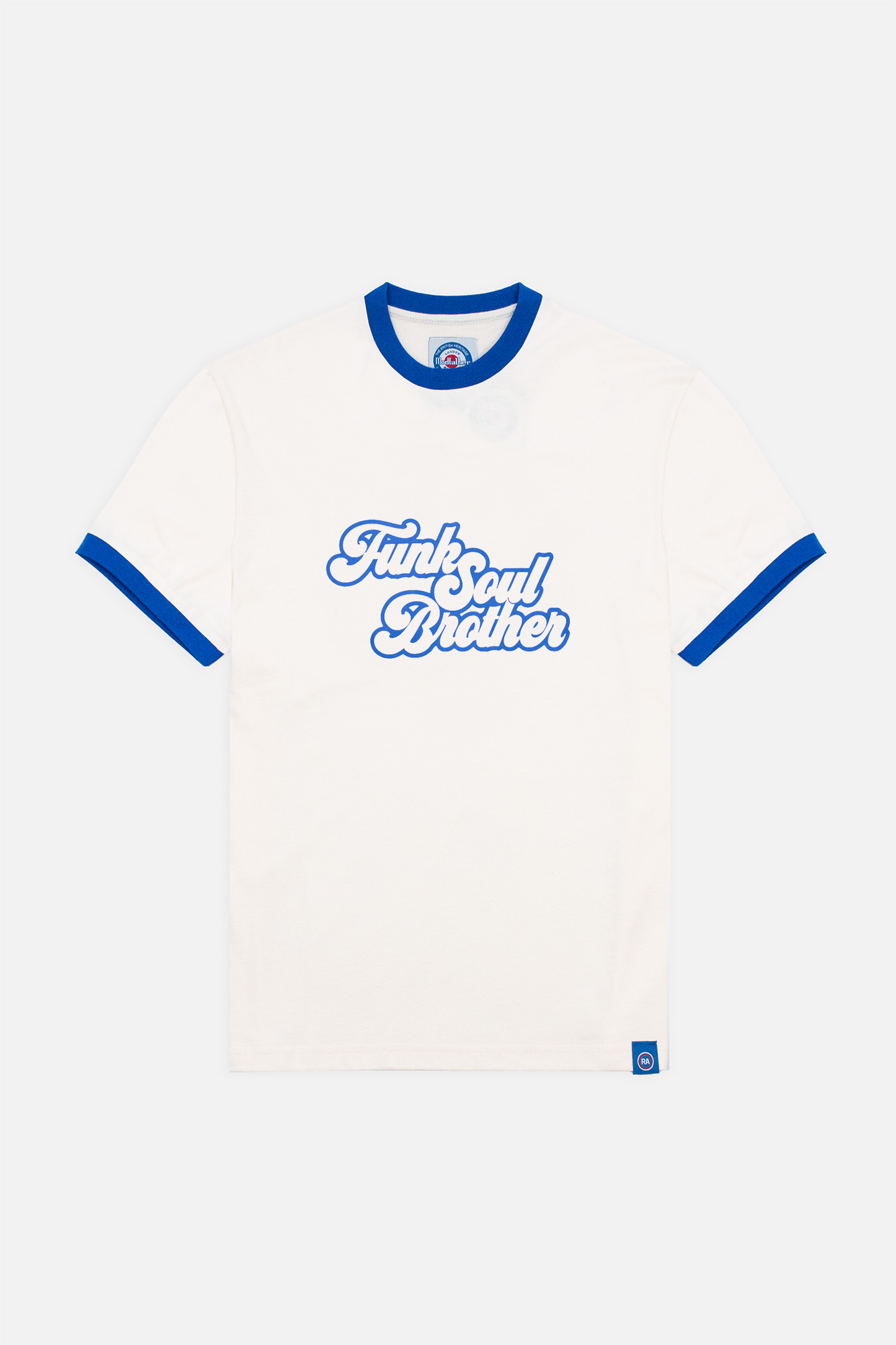 Modfather Funk Soul Brother Logo Ecru Ringer - T-Shirt