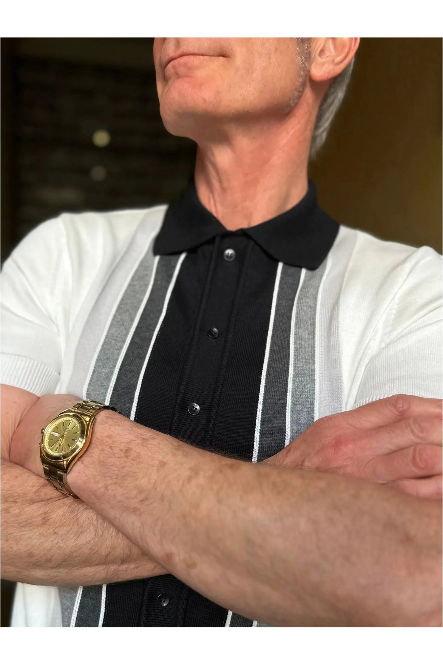 Curtis Graduated Stripe 'Ghost Town' - Polo Knit