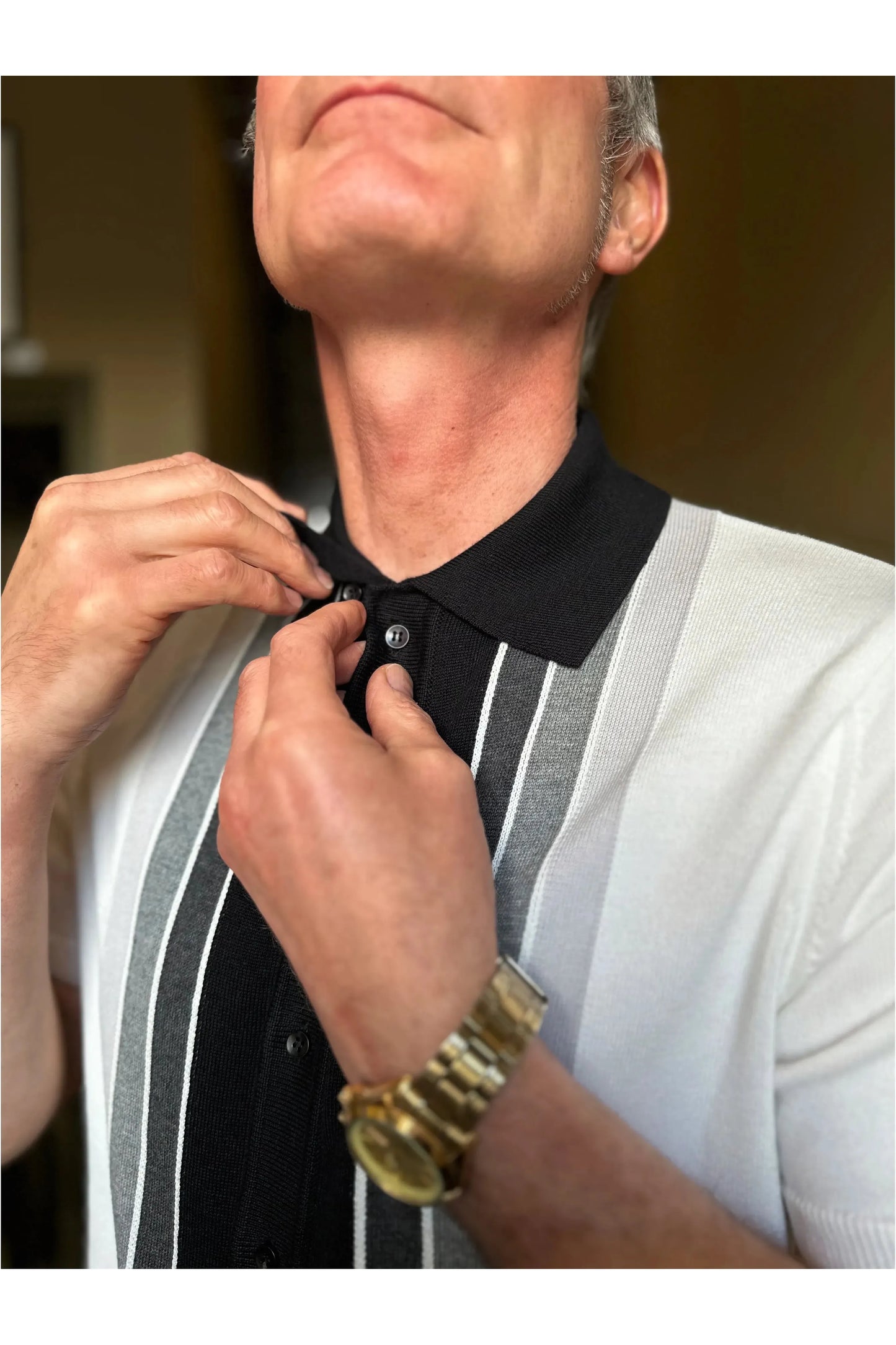 Curtis Graduated Stripe 'Ghost Town' - Polo Knit