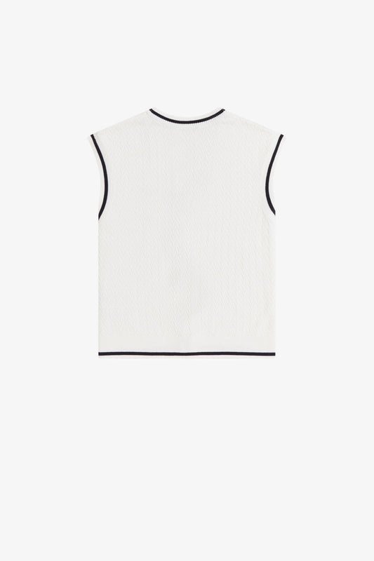 K2132 Button Through Knit Snow White - Tank Top