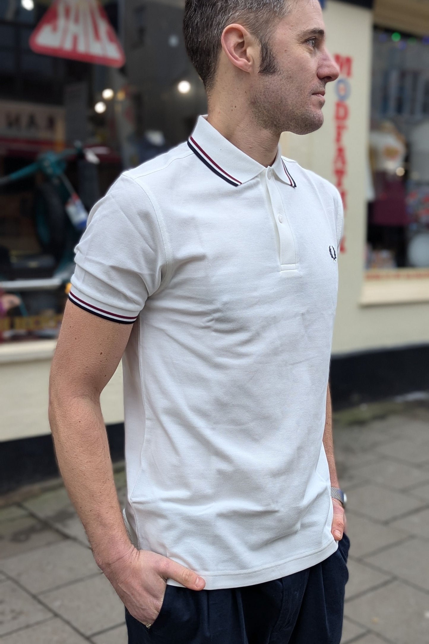 M3600 Snow White / Burnt Red / Navy - Polo