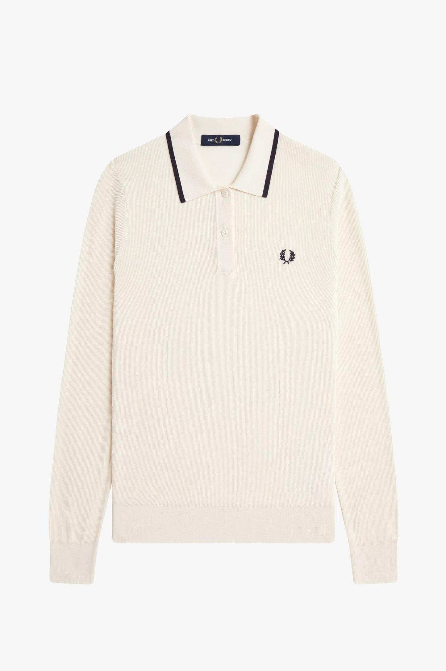 K1135 Ecru Ribbed Knitted LS - Polo