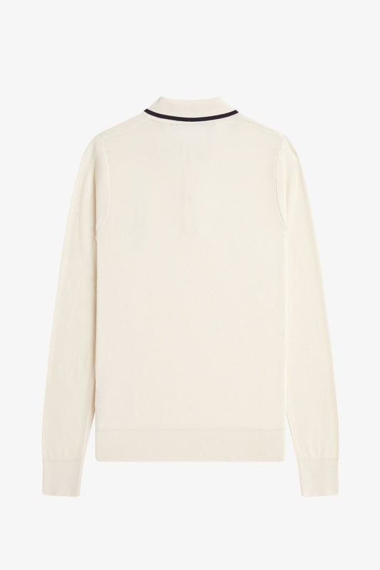 K1135 Ecru Ribbed Knitted LS - Polo