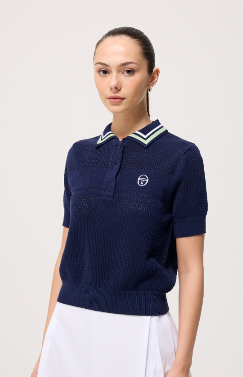 Sienna Maritime Blue/SeaSpray - Knitted Polo