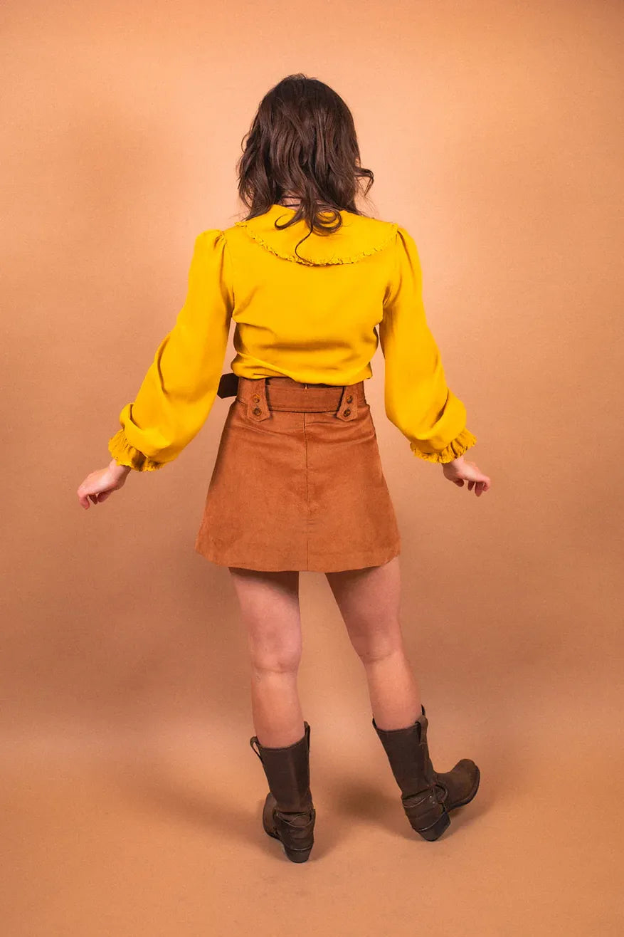 Angelina Mustard Ruffle Collar - Blouse
