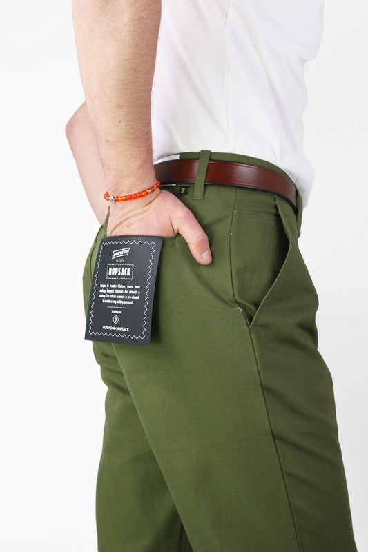 Norwood Regular Fit Cotton Hopsack Olive Green - Trousers