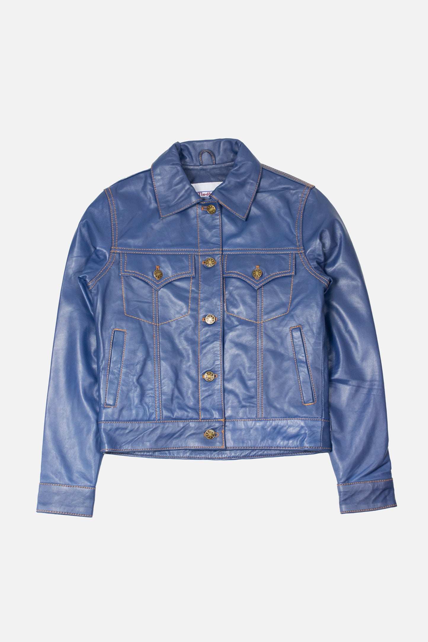 Women's Leather Blue - Trucker Jacket