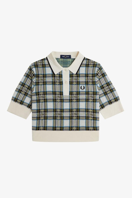 K1108 Tartan Multi / Ecru - Knitted Polo
