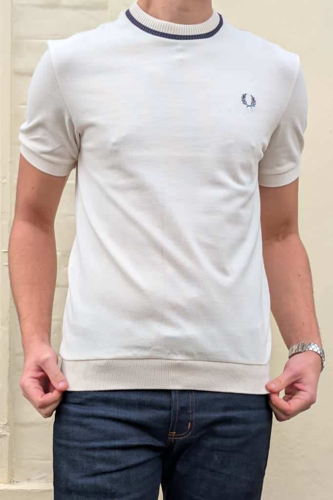 M7 170 Light Ecru / Black Crew Neck Piqué - T-Shirt