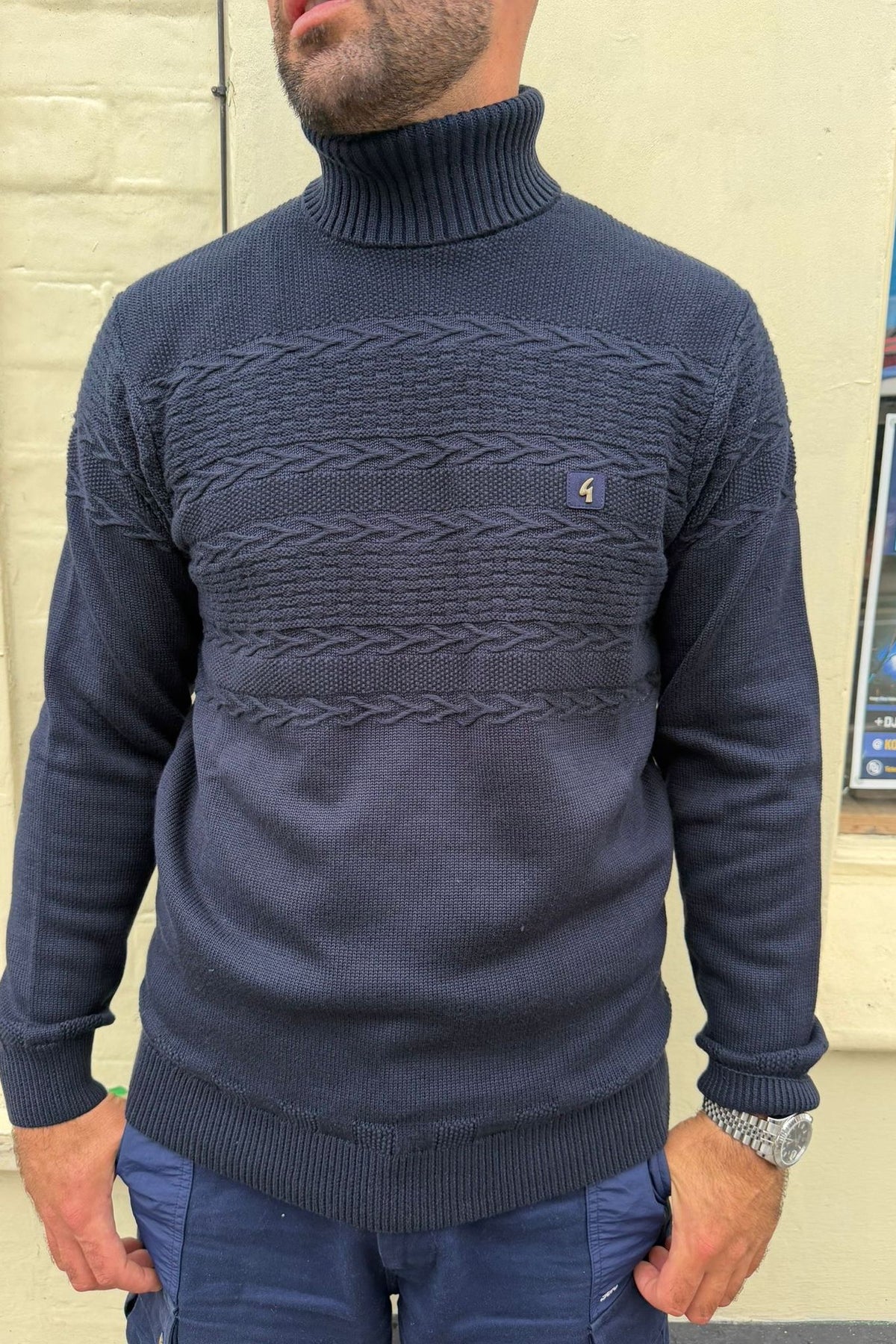Emilio Navy Roll Neck - Knit