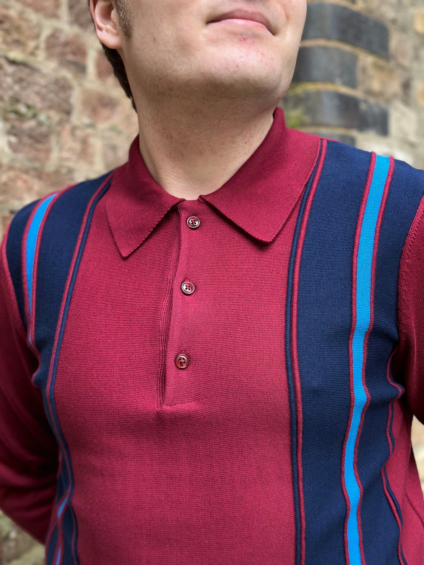 Holmes Wine / Ibiza Blue Stripes 315 - Polo Knit