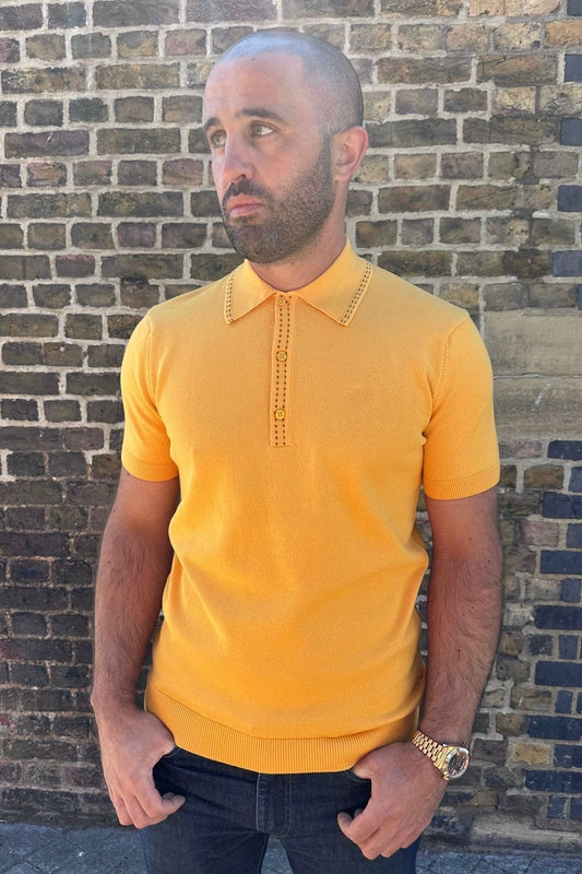 Moore Knitted Polo - Amber