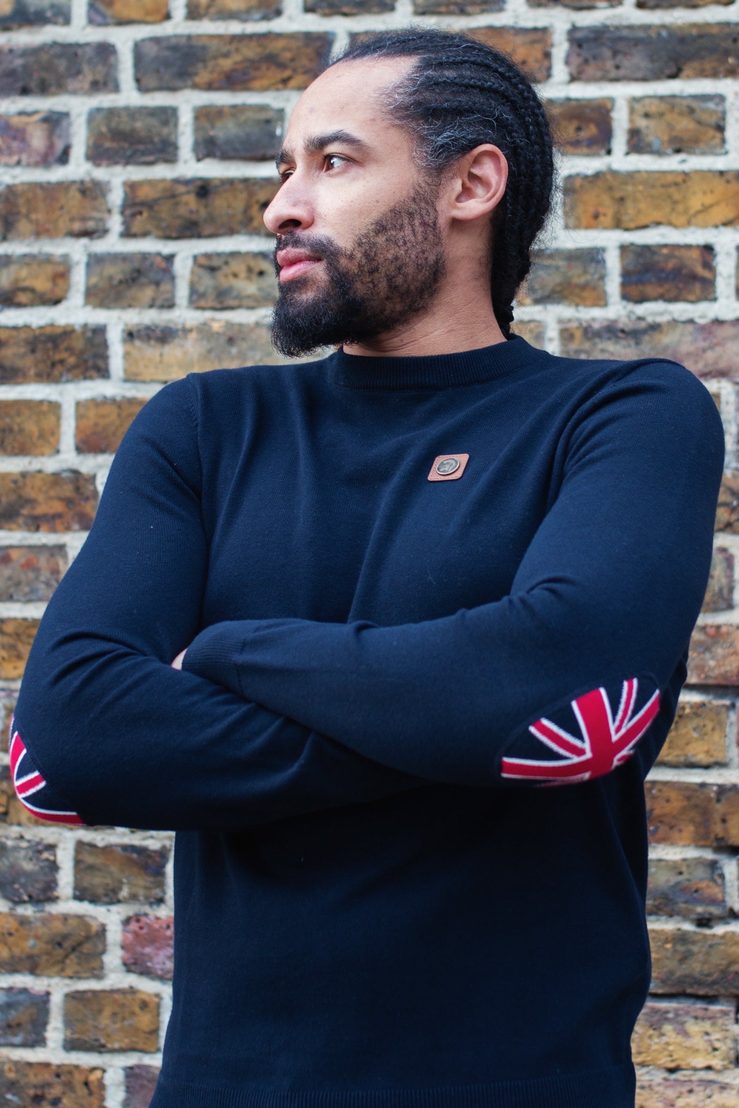 Union Flag Elbow Patch Navy - Knit