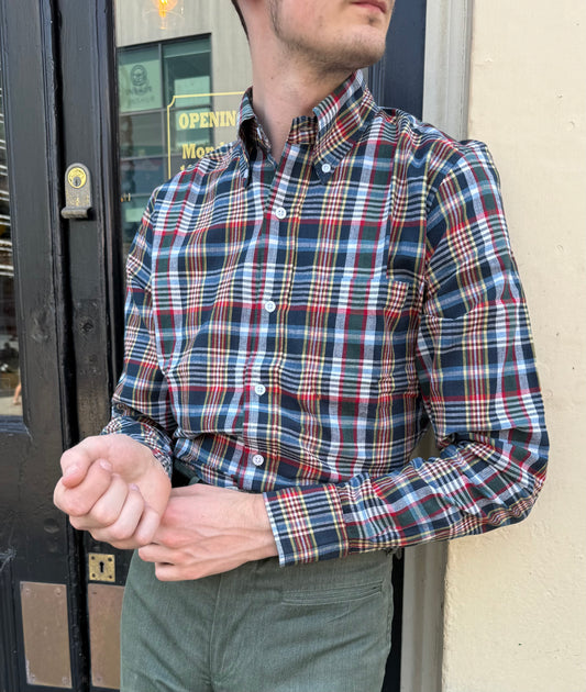 Wesley Madras Midnight Navy/Forest Green/Cherry Red/Dandelion Check - Shirt